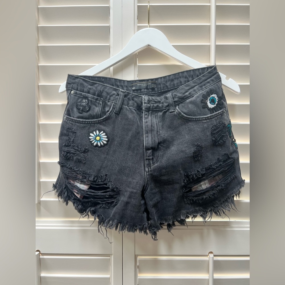 Zara Black Ripped Shorts